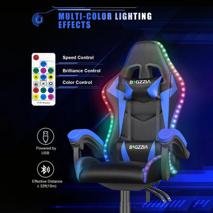 RGB LED Gaming Chair Ergonomic Leather