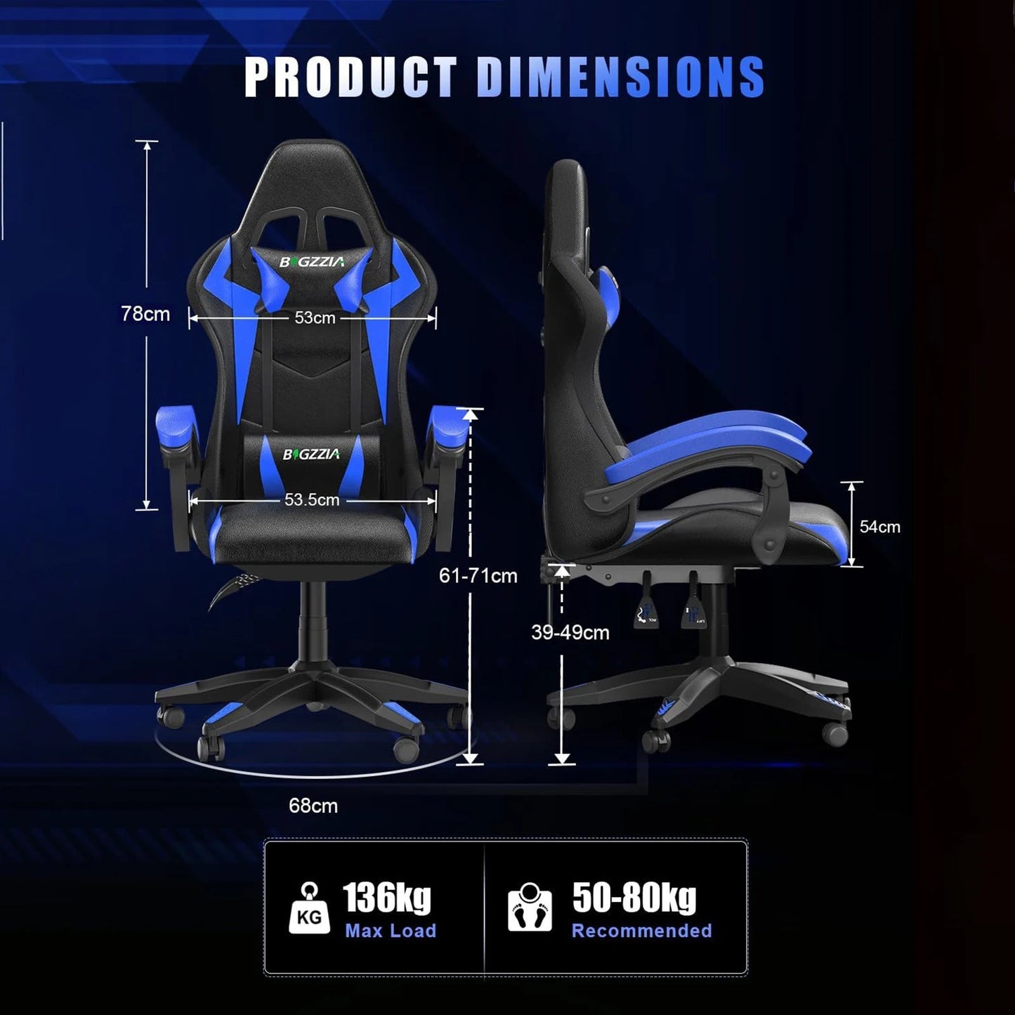 RGB LED Gaming Chair Ergonomic Leather