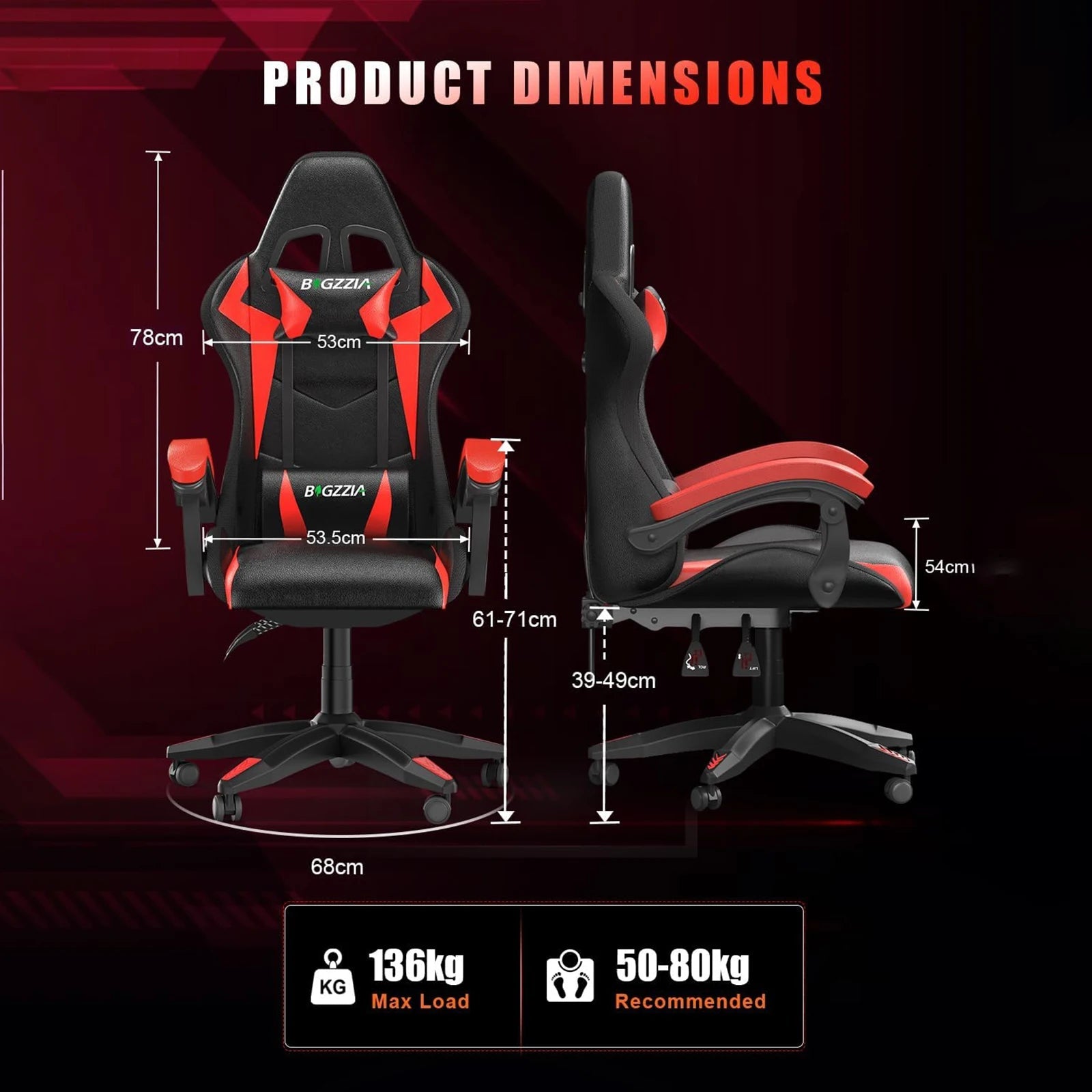 RGB LED Gaming Chair Ergonomic Leather