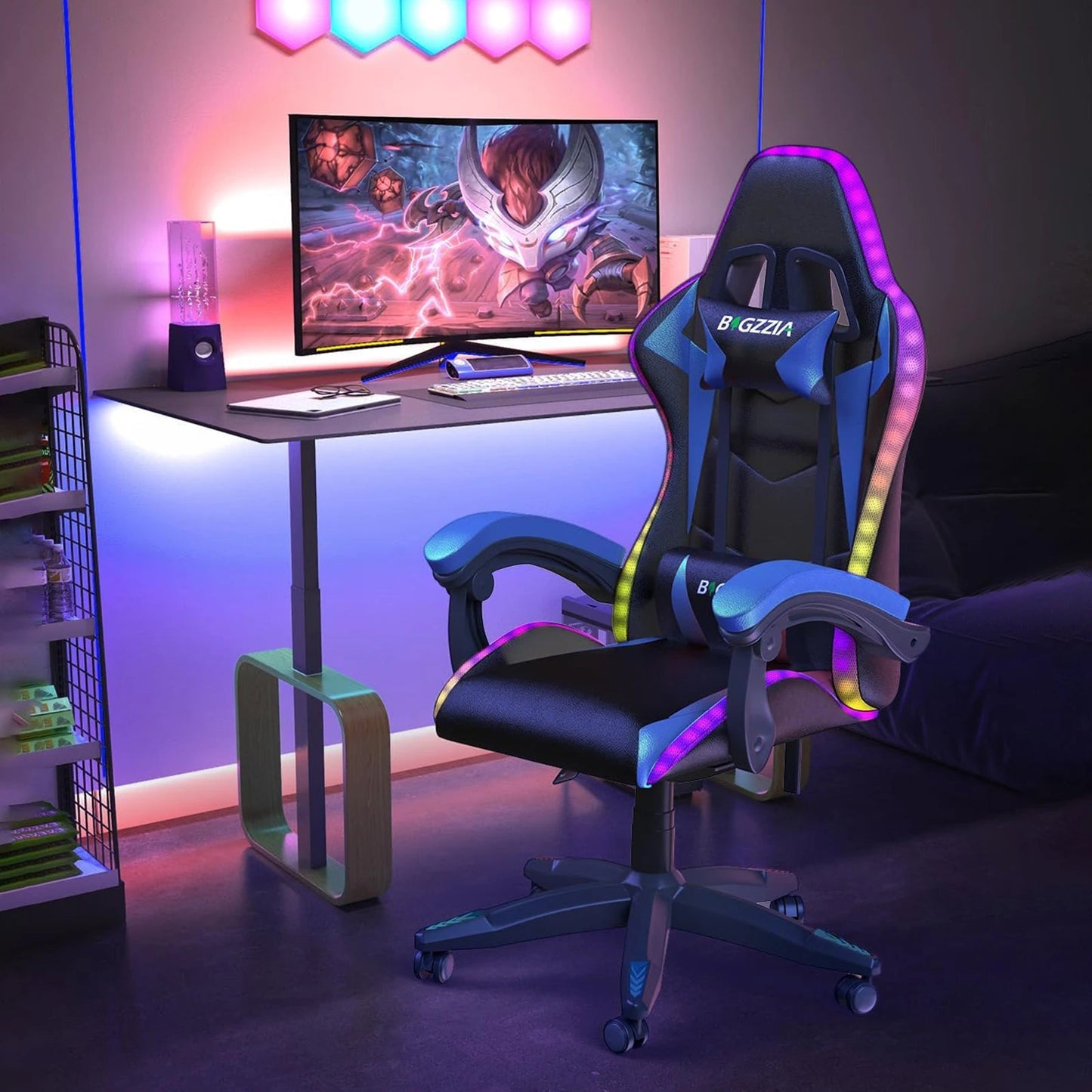 RGB LED Gaming Chair Ergonomic Leather