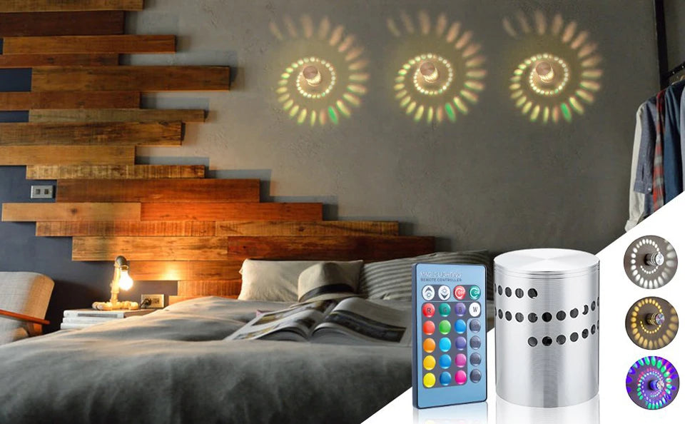 RGB Spiral Hole LED Wall Lamp