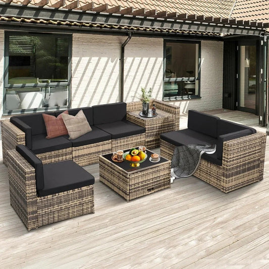 RUO WU 8-Piece Rattan Patio Set