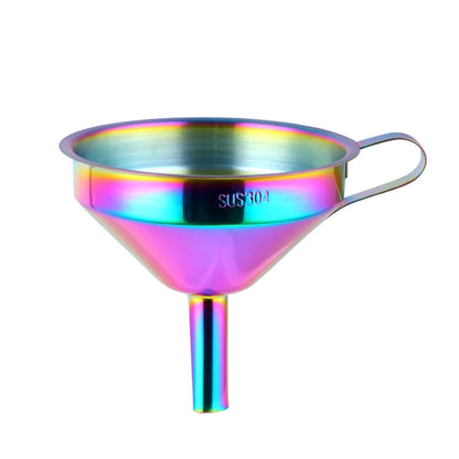 Rainbow Stainless Steel Funnel with Strainer