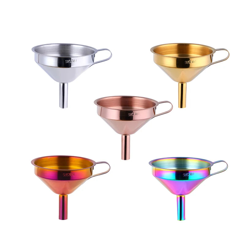 Rainbow Stainless Steel Funnel with Strainer