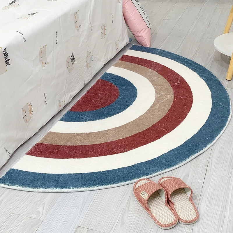 Rainbow Wool Semicircle Bedside Rug