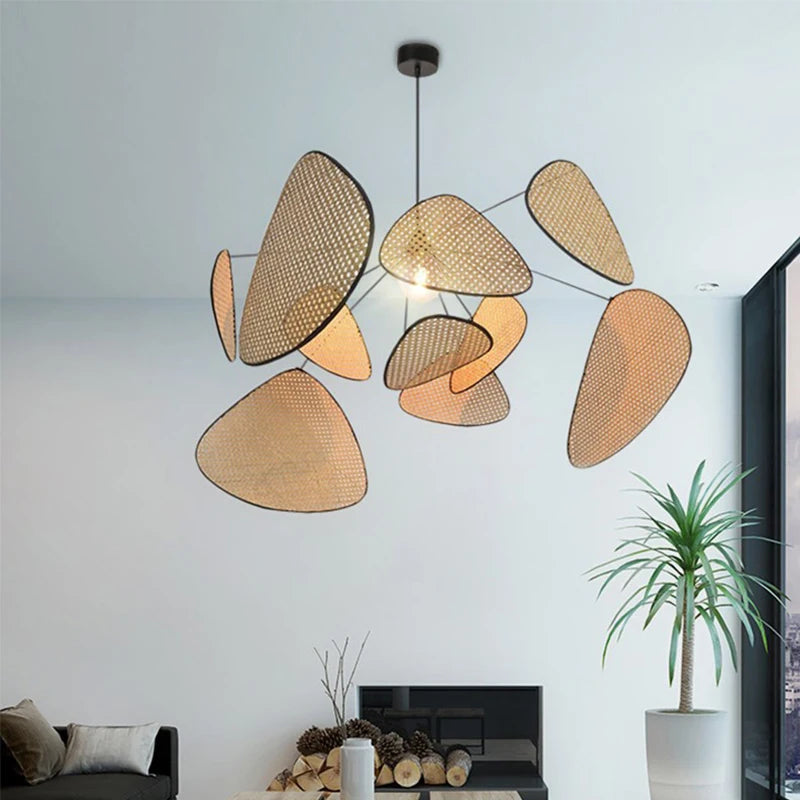 Rattan Bamboo Suspension Chandelier Lamp