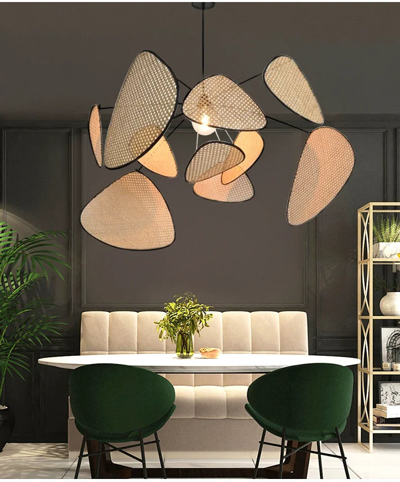 Rattan Bamboo Suspension Chandelier Lamp