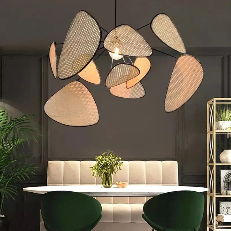 Rattan Bamboo Suspension Chandelier Lamp