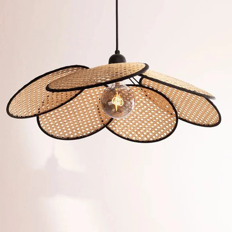 Rattan Bamboo Suspension Chandelier Lamp