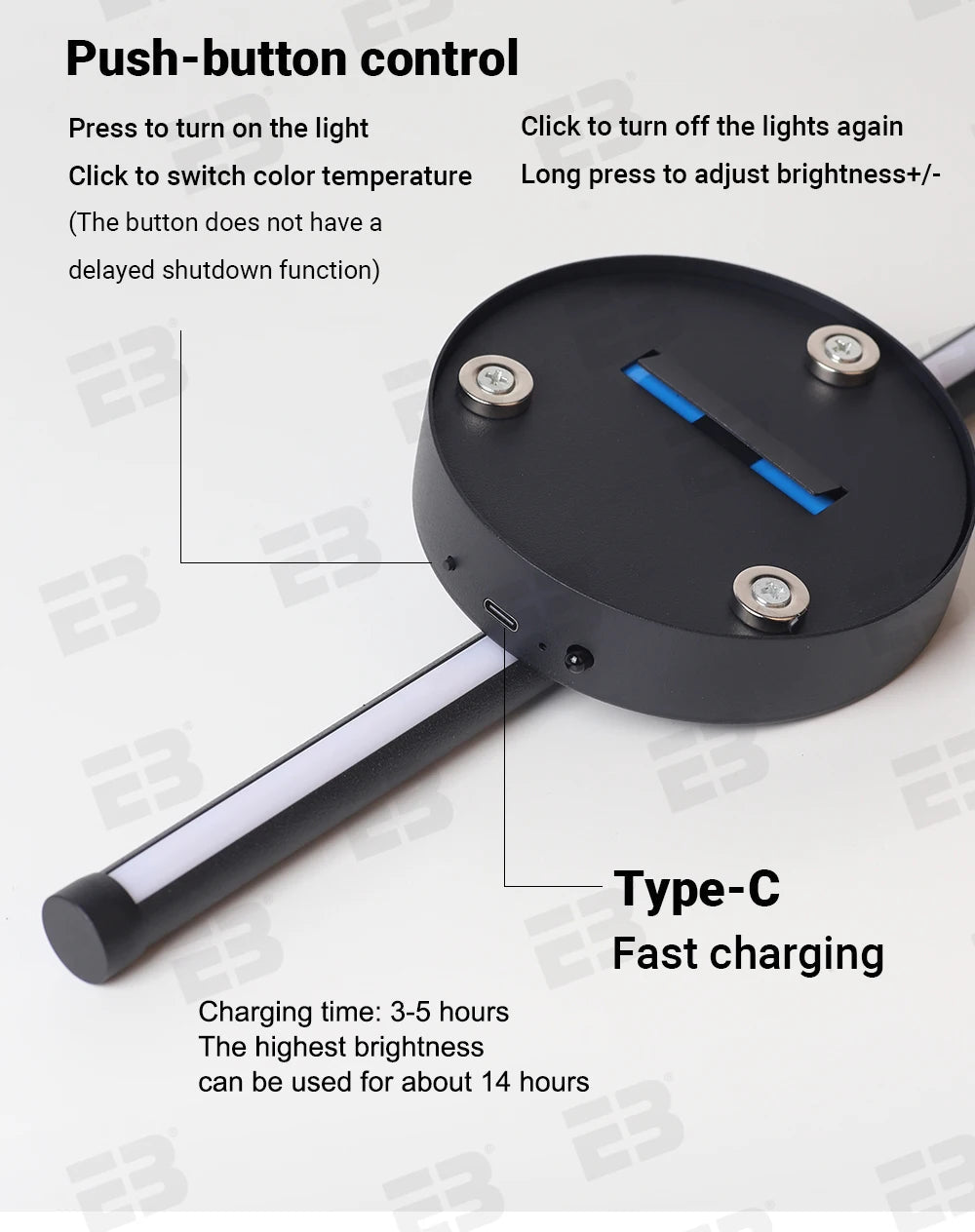 Rechargeable 50cm LED Wall Light