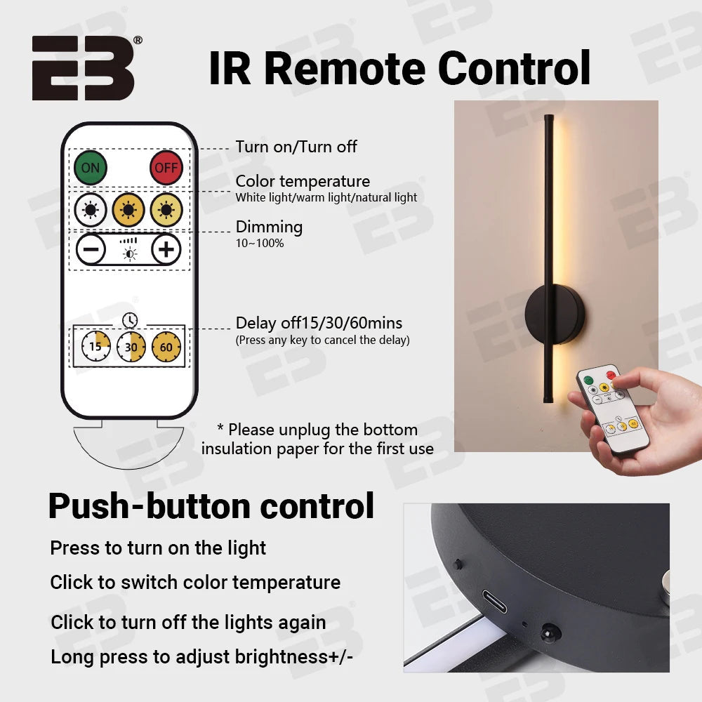 Rechargeable 50cm LED Wall Light