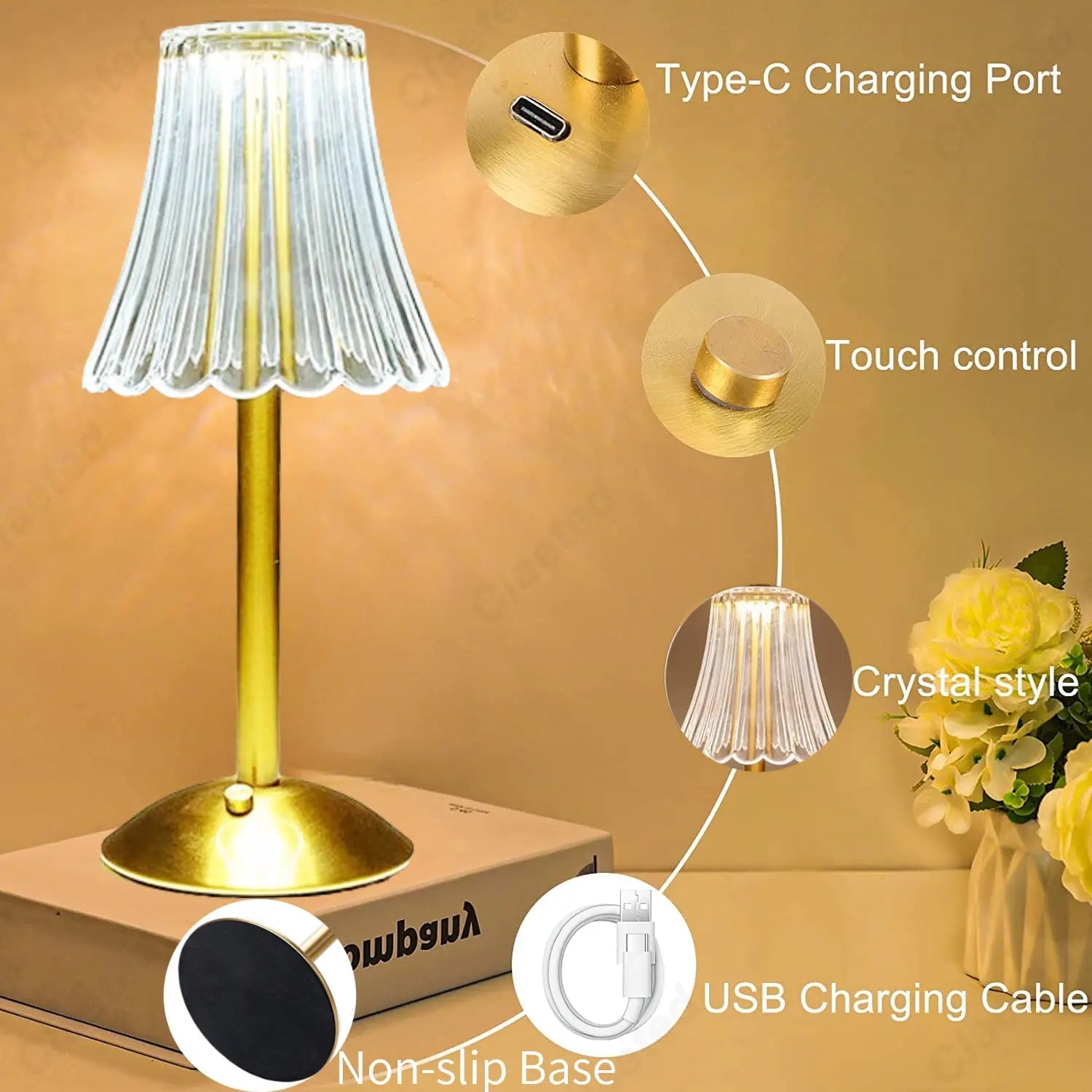 Rechargeable Crystal LED Table Lamp