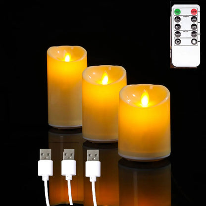 Rechargeable LED Moving Wick Candles