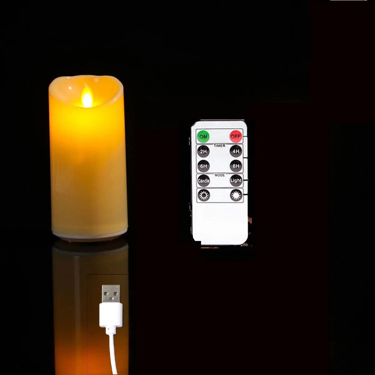 Rechargeable LED Moving Wick Candles