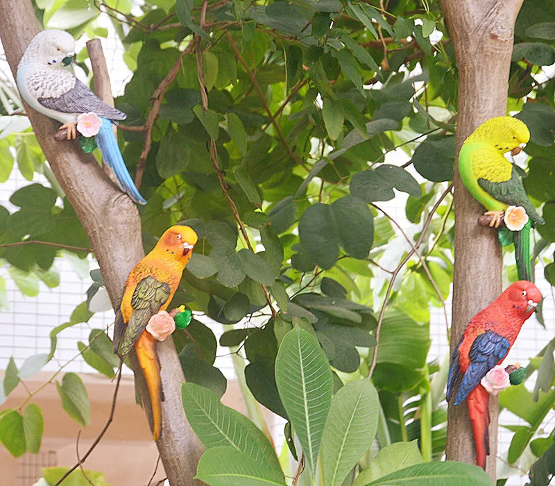 Resin Budgerigar Parrot Wall Sculpture