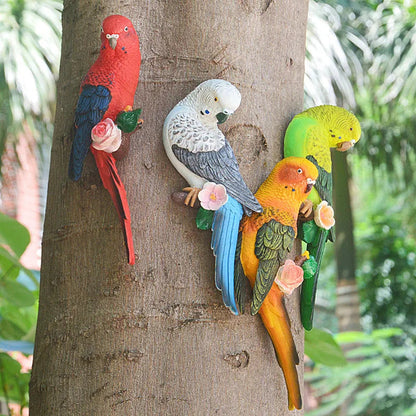 Resin Budgerigar Parrot Wall Sculpture