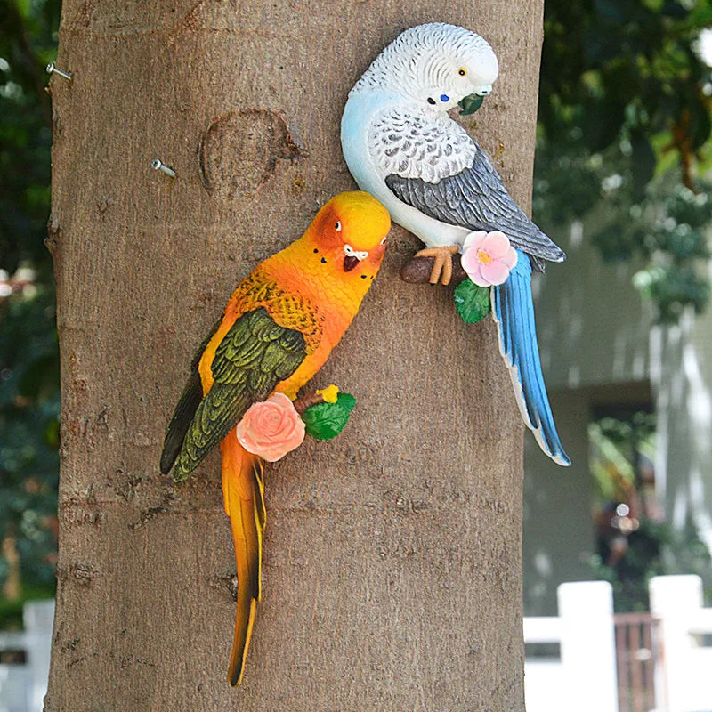 Resin Budgerigar Parrot Wall Sculpture