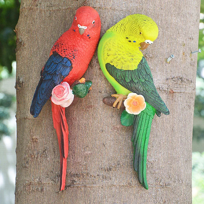 Resin Budgerigar Parrot Wall Sculpture