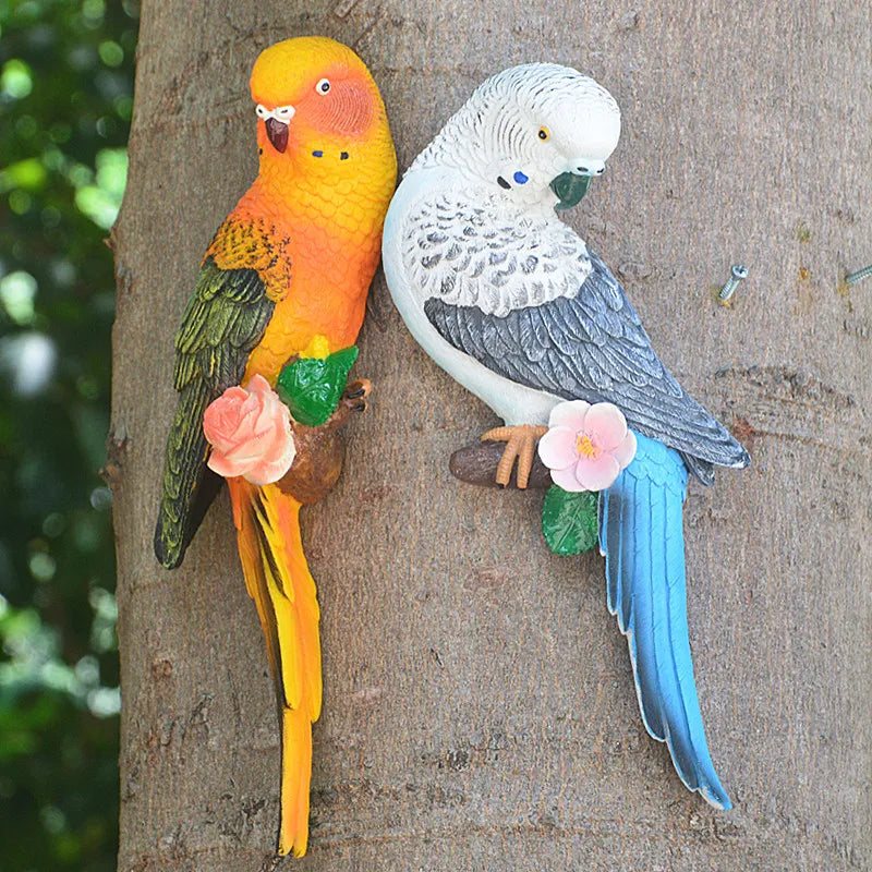 Resin Budgerigar Parrot Wall Sculpture