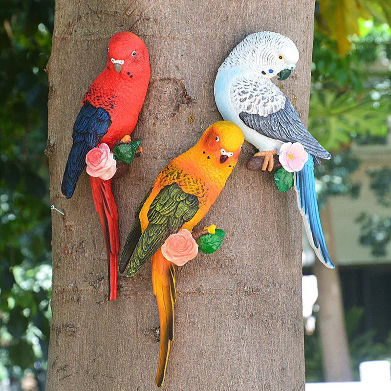 Resin Budgerigar Parrot Wall Sculpture