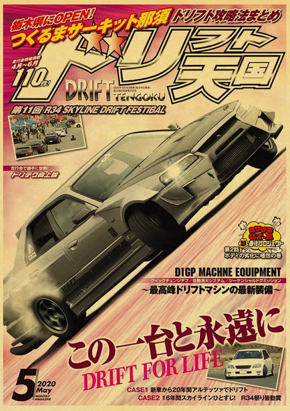 Retro 90s JDM Racing Wall Poster