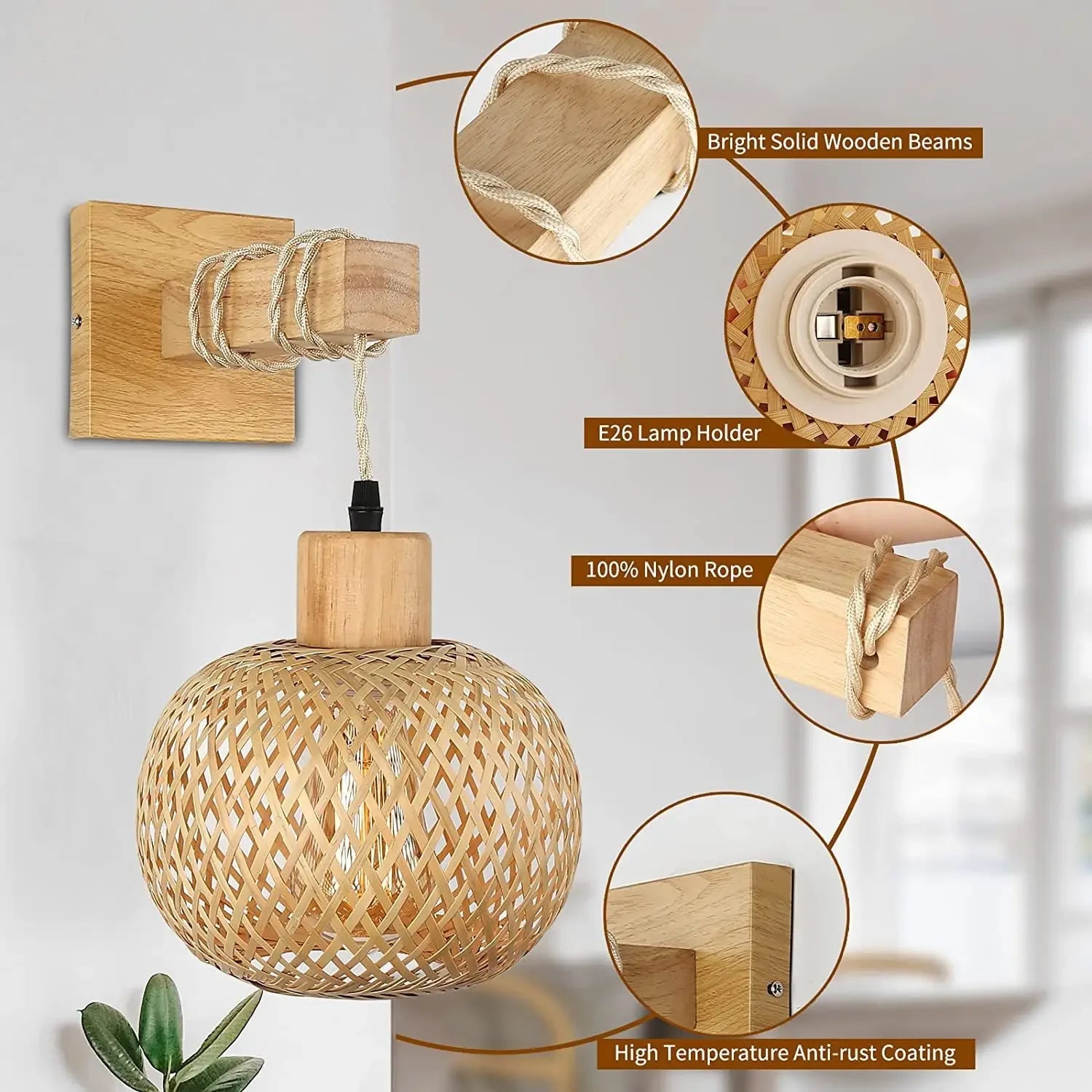 Retro Bamboo Wall Lamp – Rattan Lighting