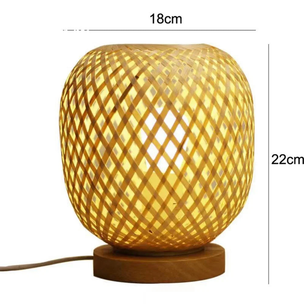 Retro Bamboo Weaving Table Lamp