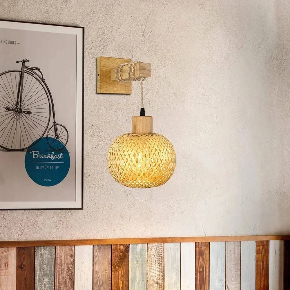 Retro Bamboo Woven Wall Lamp