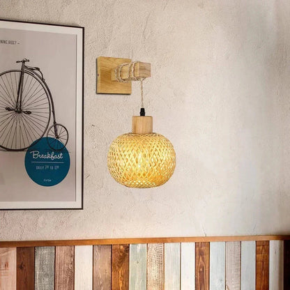 Retro Bamboo Woven Wall Lamp