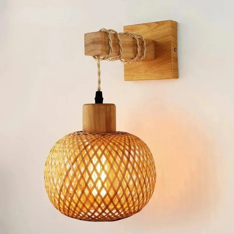 Retro Bamboo Woven Wall Lamp