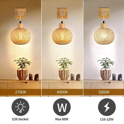 Retro Bamboo Woven Wall Lamp