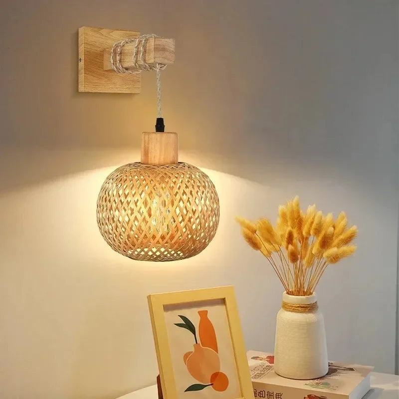 Retro Bamboo Woven Wall Lamp