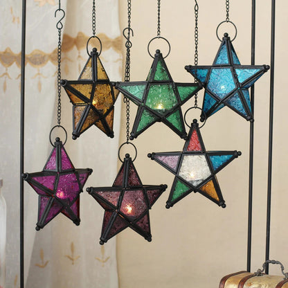 Retro Colored Glass Star Candlestick