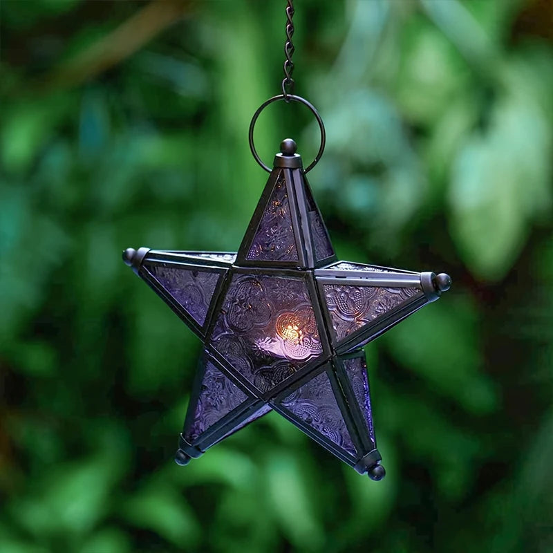 Retro Colored Glass Star Candlestick