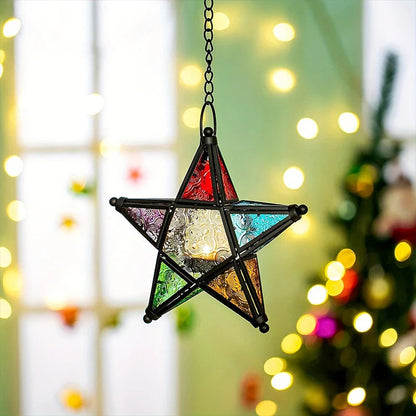 Retro Colored Glass Star Candlestick