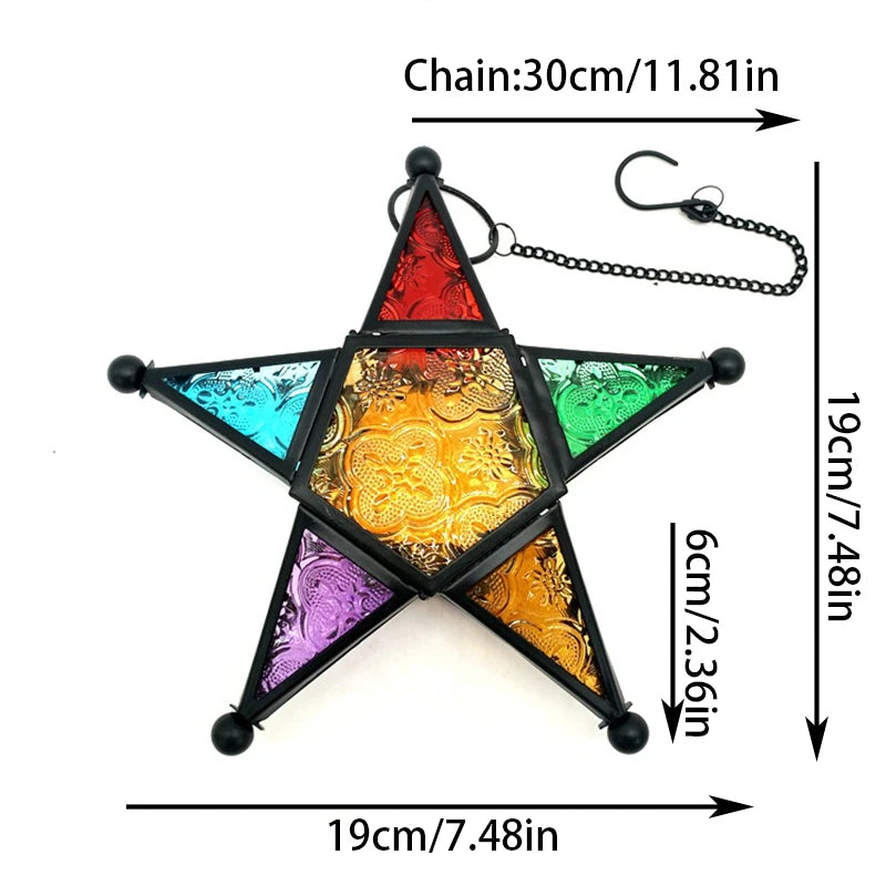 Retro Colored Glass Star Candlestick