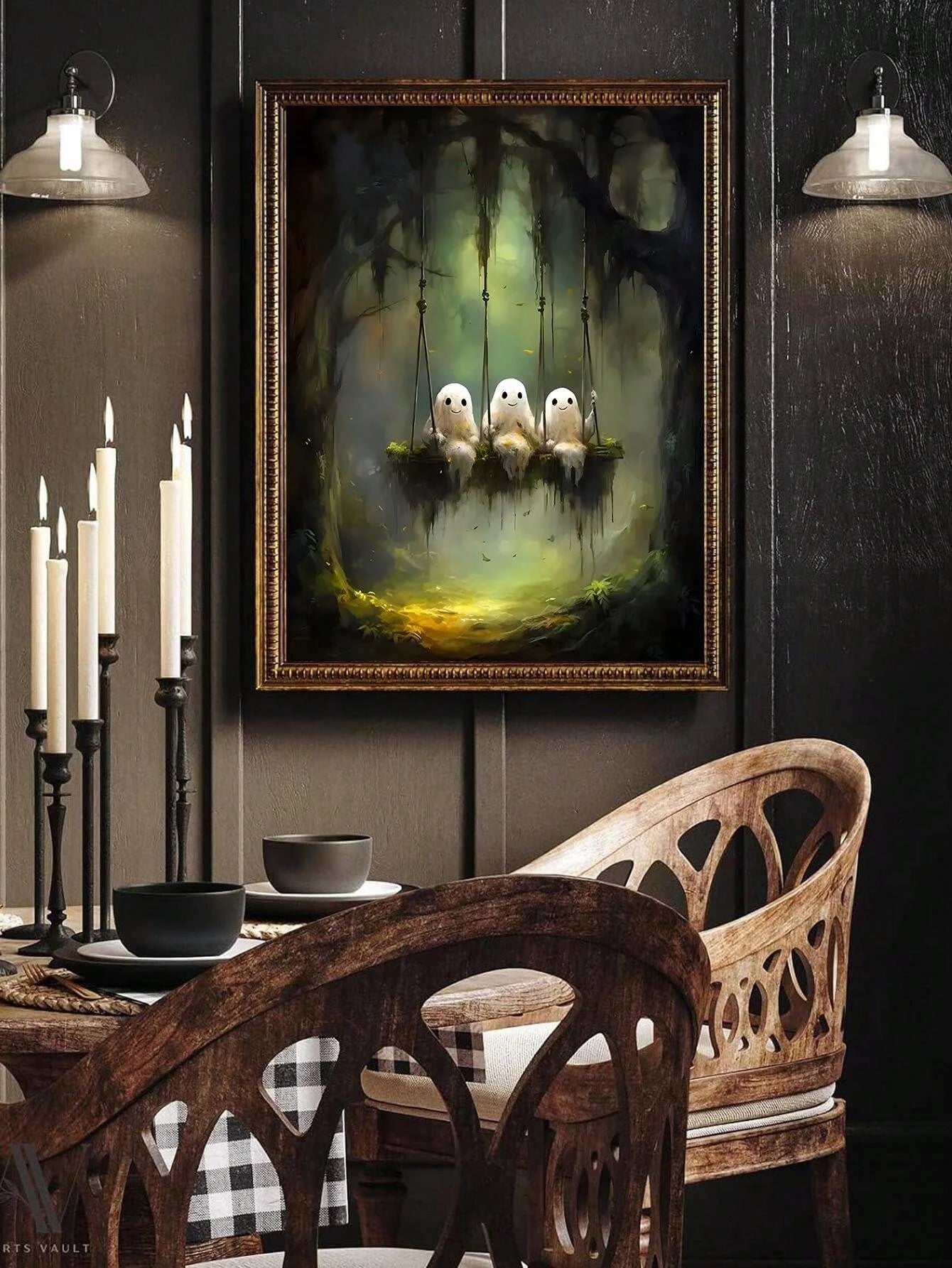 Retro Cute Ghost Canvas Art