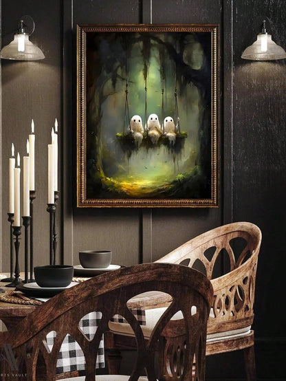 Retro Cute Ghost Canvas Art