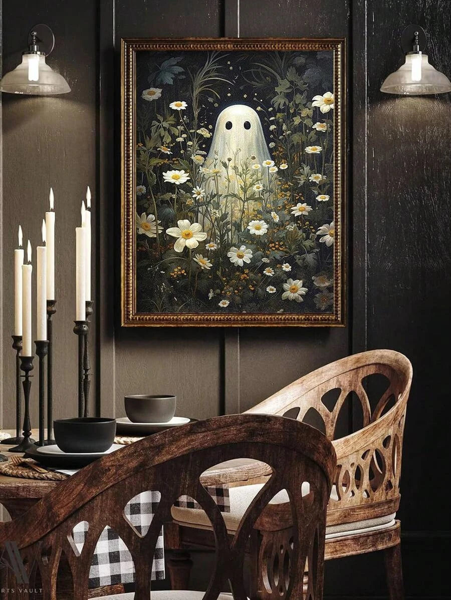 Retro Cute Ghost Canvas Art