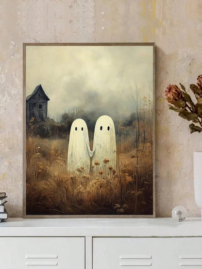 Retro Cute Ghost Canvas Art