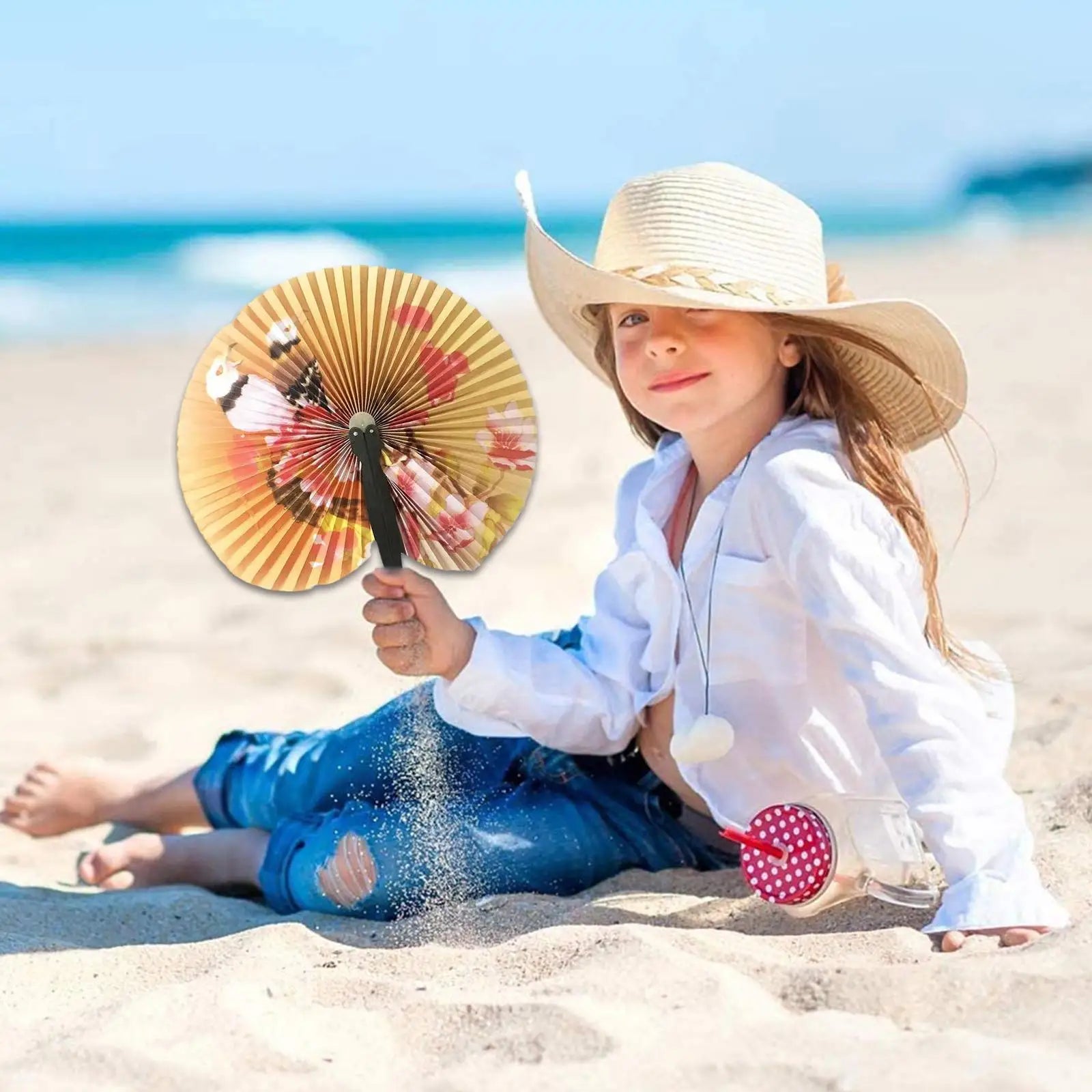 Retro Foldable Paper Fan – Multicolour