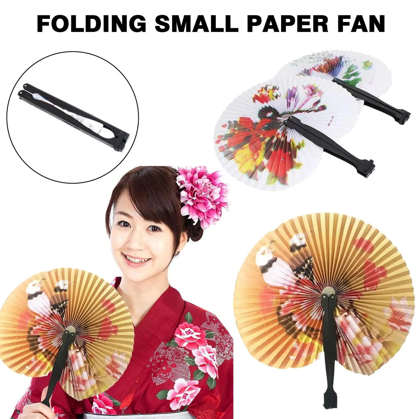 Retro Foldable Paper Fan – Multicolour