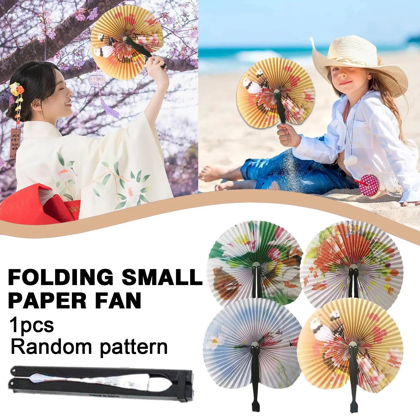 Retro Foldable Paper Fan – Multicolour