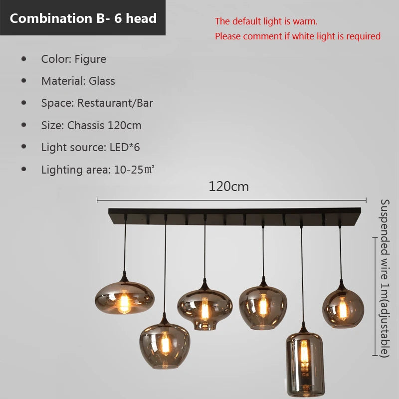 Retro Glass Pendant Light - E27