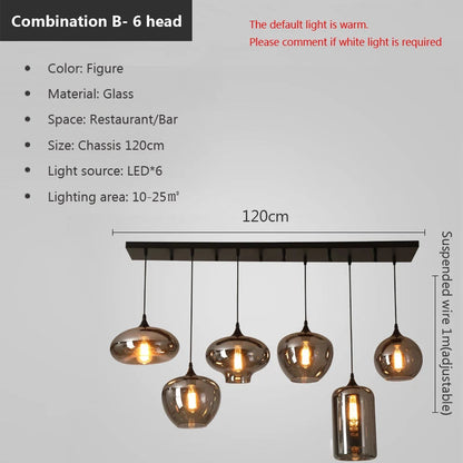 Retro Glass Pendant Light - E27