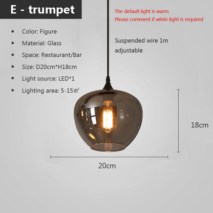 Retro Glass Pendant Light - E27