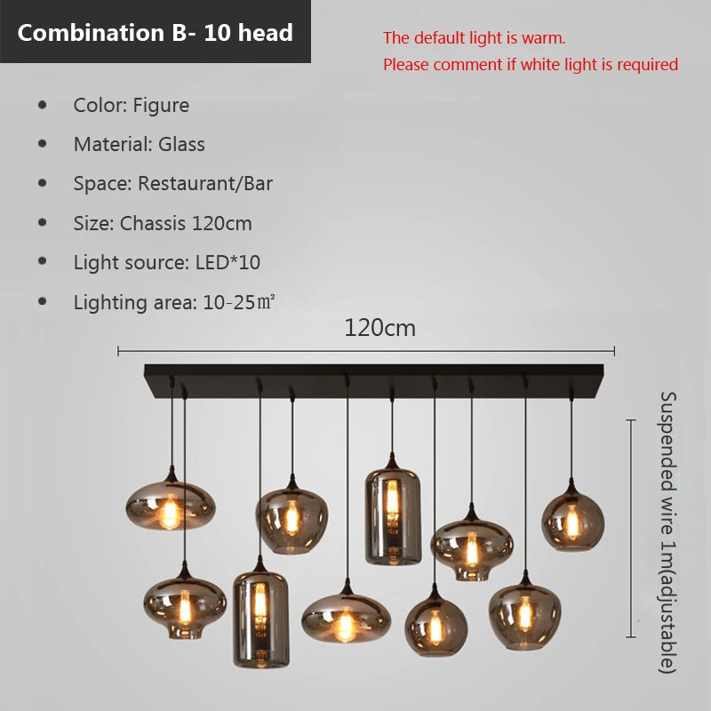 Retro Glass Pendant Light - E27