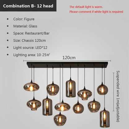 Retro Glass Pendant Light - E27