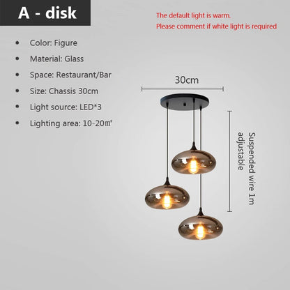 Retro Glass Pendant Light - E27