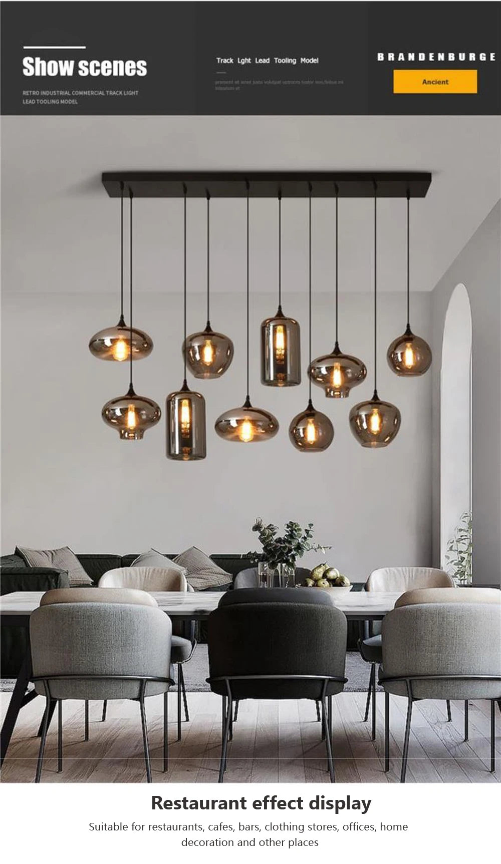 Retro Glass Pendant Light - E27